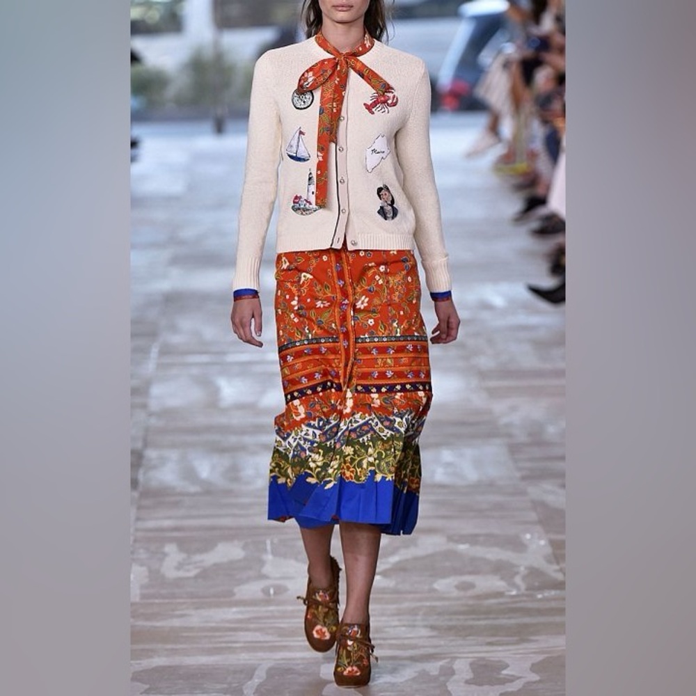 NWT $395 Tory Burch Dayton Floral Print Midi Skirt